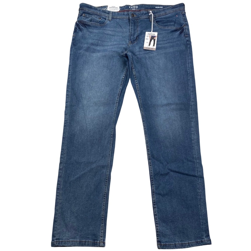 IZOD Slim Fit Jeans Mens 40x32 Blue Ultra Softflex Stretch Denim Pants New